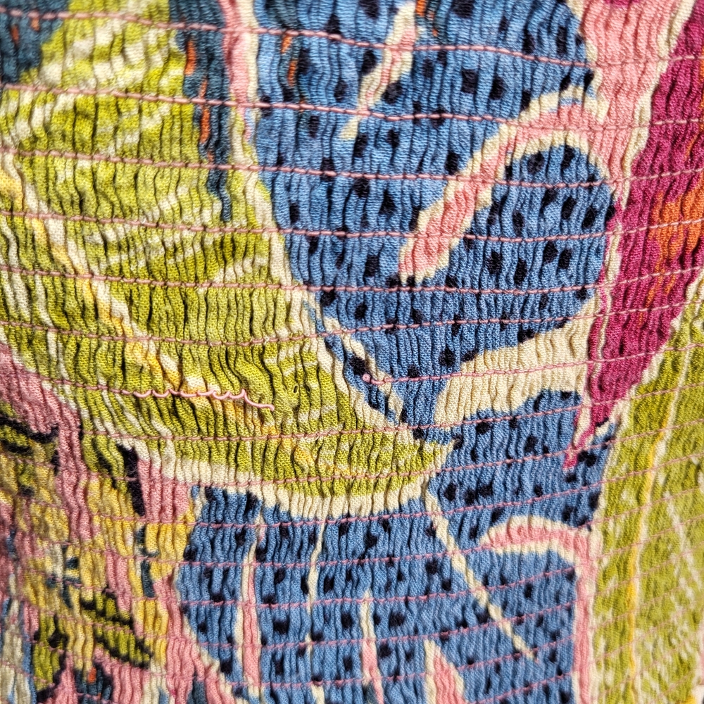 Angie Tropical Floral Maxi Dress Colorful Smocked Spring Summer Vacation - Picture 8 of 8
